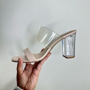 bp Nude and Clear Block Heels